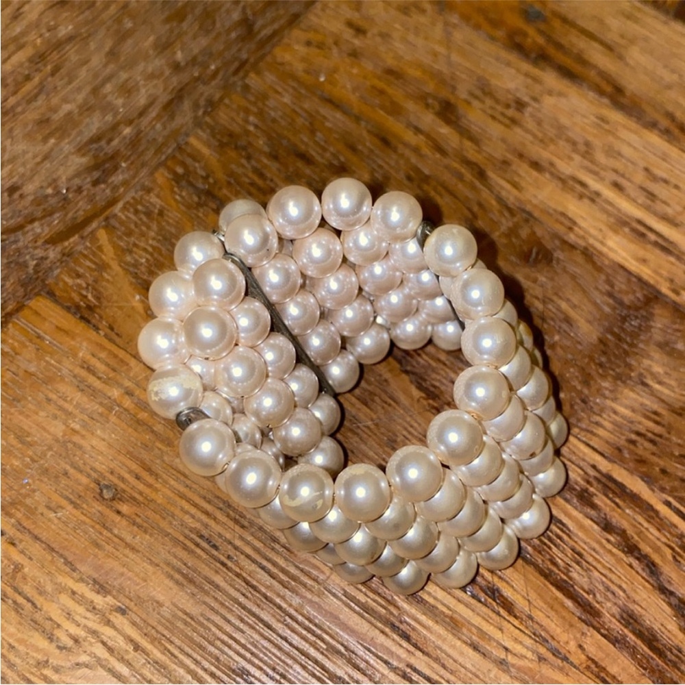 Pearl wire bracelet pearl bracelet wrap bracelet ez on bracelet